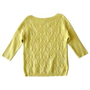 Reserved Knit Bright Yellow Cable Knit Boat Neck Sweater Size Medium